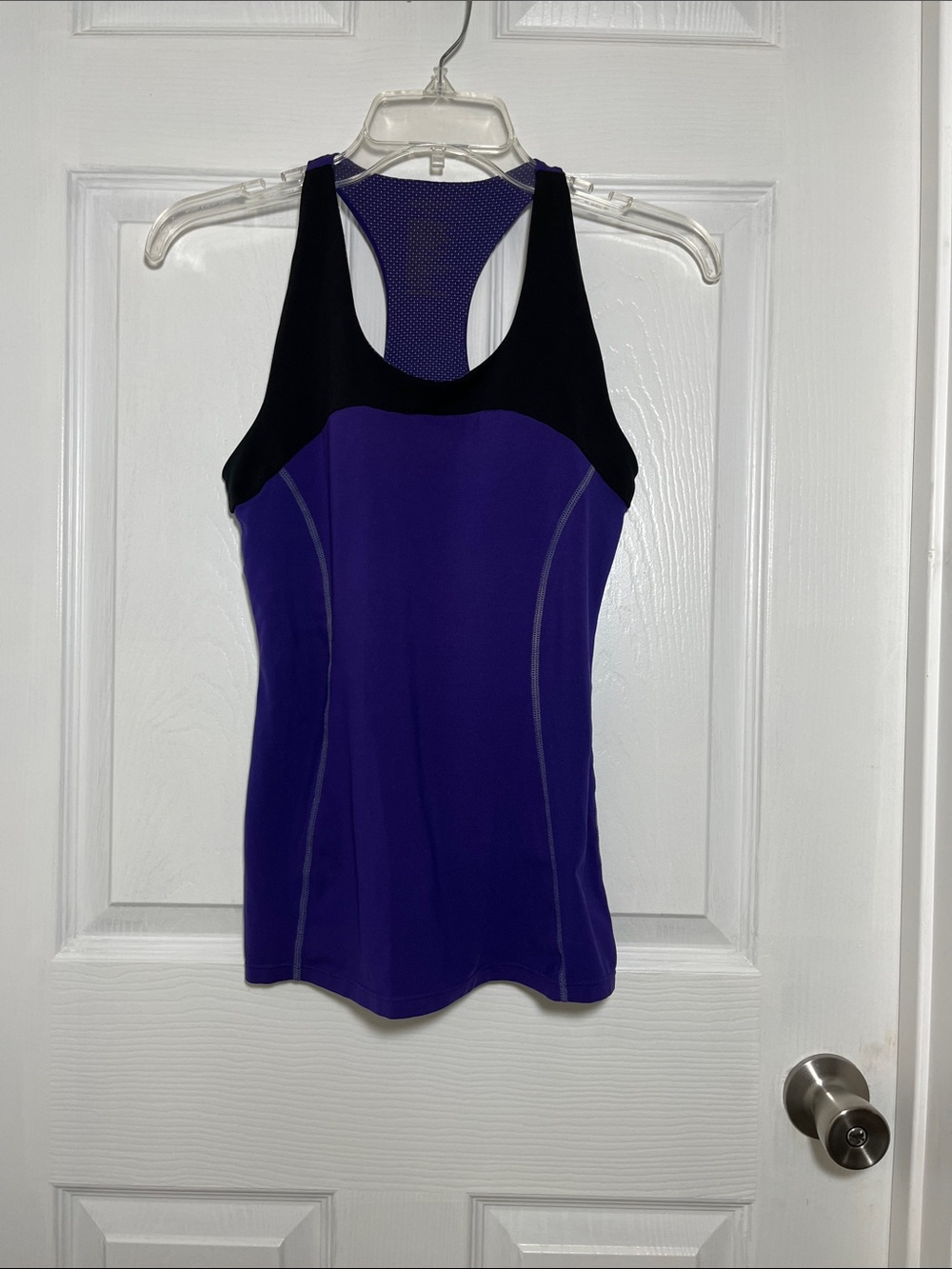 Purple and Black Racerback Active Tank with Built In Bra